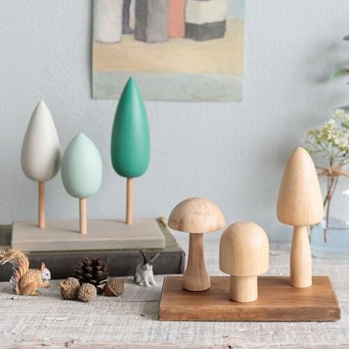 Home Decoration Accessories Adornos Para Casa Nordic Small Ornaments Creative Tree Childrens Living Room Desk Wooden Crafts