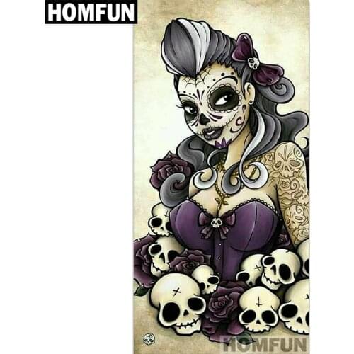 HOMFUN Full Square/Round Drill 5D DIY Diamond Painting "Skull woman" 3D Embroidery Cross Stitch 5D Home Decor Gift A01481