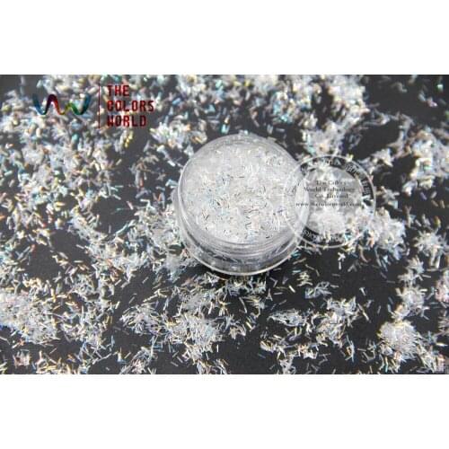 TCY001 Shinning white with silver colors Strip short bar Shape 0.2*3MM size glitter dust for nail Art or other DIY decoration