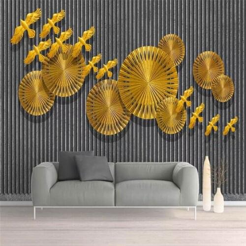 Decorative wallpaper 3D gold foil modern stereoscopic layered background wall painting