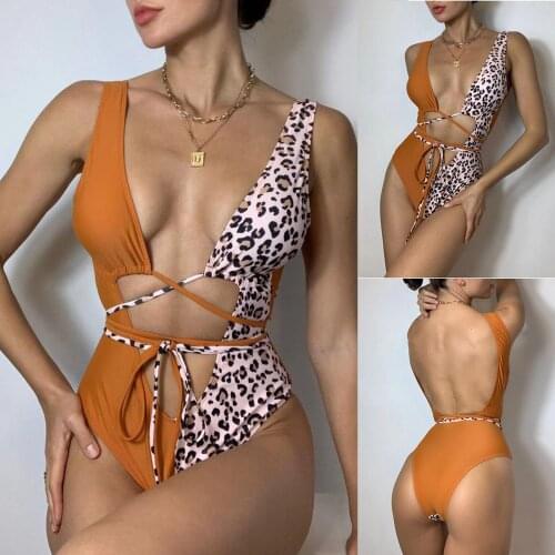 Sagace stretch tight PRINT SWIMSUIT womens color lace up swimsuit backless sexy bikini Слитный купальник 2021