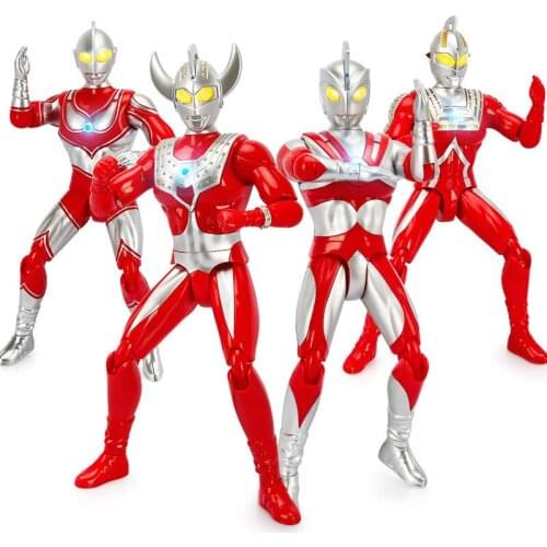24cm Ultraman Seven Taro Jack Ace Cute Action Figures ABS Sound and light doll Collection Model Toys Gifts