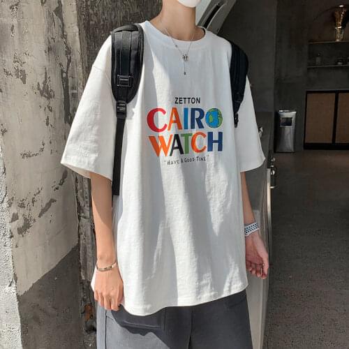 T Shirt for Men Summer Harajuku Letter Print Short Sleeve O Neck Korean Fashion Japan Style Streetwear Loose Vintage Casual Tops