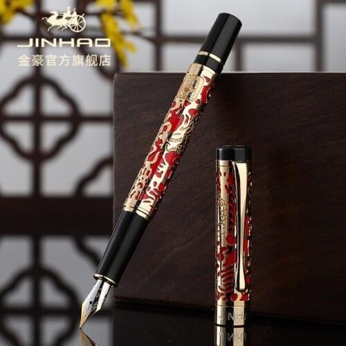 JINHAO 5000 High Quality Metal Dragon Fountain Pen Luxury 0.5MM F Nib Ink Pens for Writing Office School Supplies