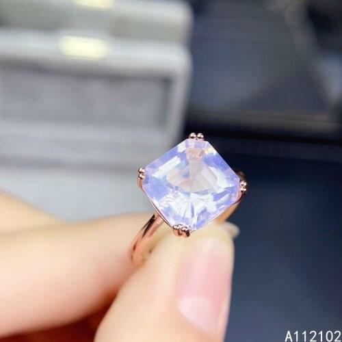 KJJEAXCMY fine jewelry 925 sterling silver inlaid natural Lavender Amethyst girls exquisite Chinese style ring support test