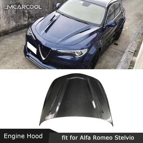 For Alfa Romeo Stelvio 2017 2018 2019 Front Engine Hood Air Vent Cover Carbon Fiber / FRP Bonnet Cap Car Accessories
