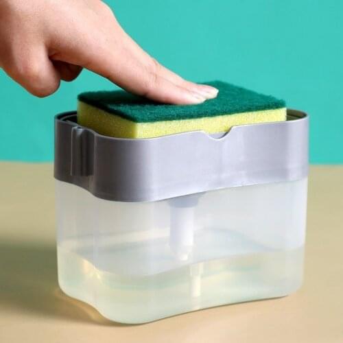 Kitchen Cleaning Liquid Dispenser Push-Type Automatic Liquid Box Soap Dispenser Scouring Pad Sponge Dish Soap Box