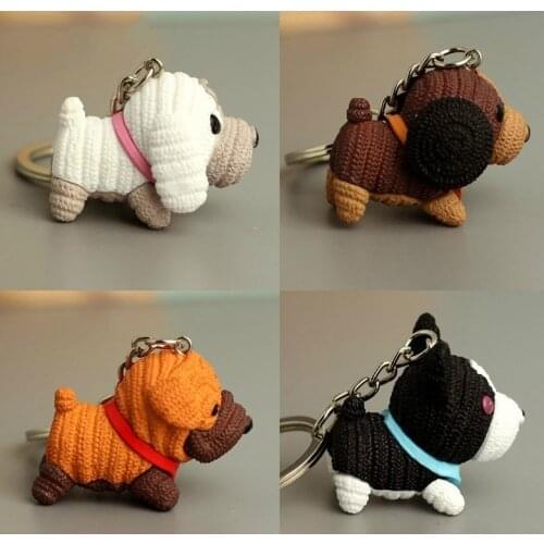 Cute Mini Dog Keychain And Bag Pendant Jewelry Keyring Beautiful Gift key ring