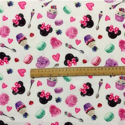 Cartoon dessert Macaron Polyester cotton Fabric for Girl Clothes Hometextile Cushion DIY Needlework Materia Baby mask turbanl