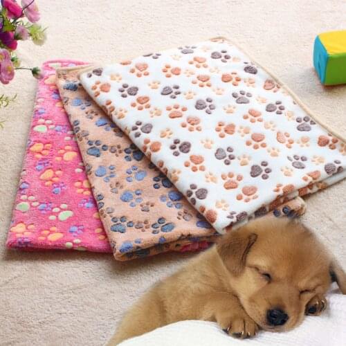 Soft Paw Print Pet Cat Dog Blanket Mat Warm Puppy Bed For Small Large Dogs Coussin Pour Chien kedi Mats Cats Products For Pets