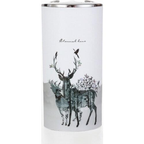 6pcs Reindeer Pattern Bath Set-Tumbler,Lotion,Soap Dish,Toilet Brush,Trash Can