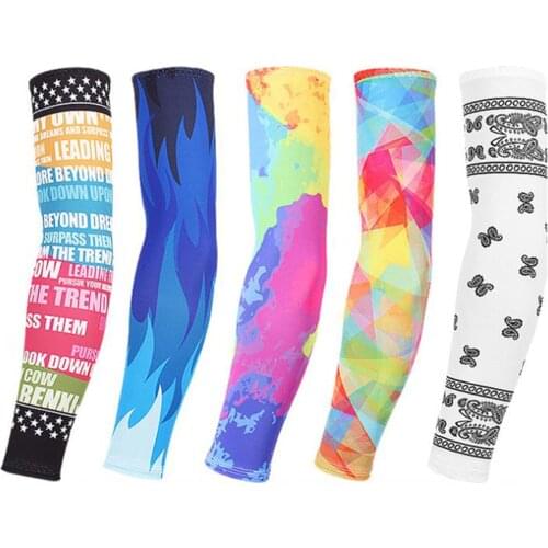 1 Pair Unisex Oversleeves Flame Print Sun-Resistant Arm Sleeves Outdoor Sport Protective Arm Sleeves for Cycling Fishing