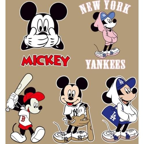 Mickey Mouse Patches for Clothing Heat Transfer Stickers for T-Shirt Iron on Patches for Clothes for Boys and Girls Kawii Cute
