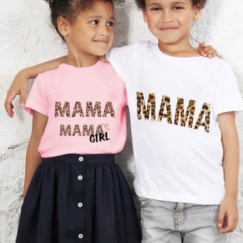 2021 Latest T Shirt Kids Clothes Girls Boys Tee Unisex Leopard Print Mama Letters Novelty Short Sleeve Baby Girl T-Shirt Popular