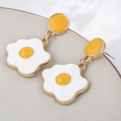 10 pair / lot wholesale fashion jewelry metal enamel poached egg earrings