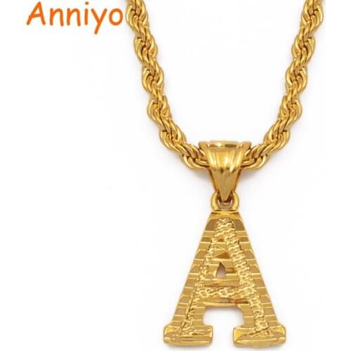 Anniyo Letters Necklaces For Women Men Gold Color Initial Pendant Twisted Rope Chain English Alphabet Jewelry Best Gift #058002P