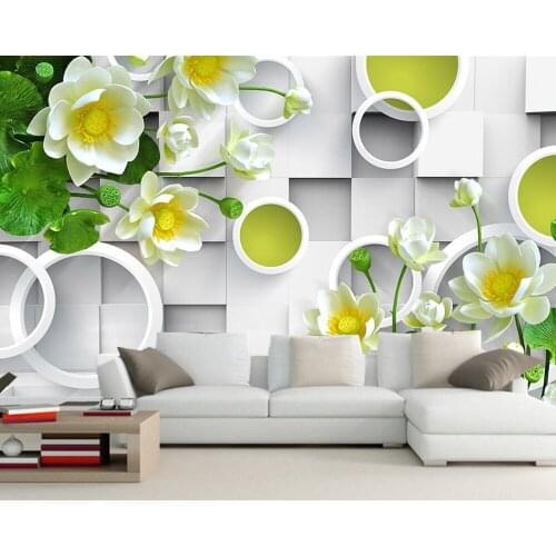 Papel de parede Simple and beautiful circle lotus 3d wallpaper mural for living room TV sofa wall bedroom wall papers home decor