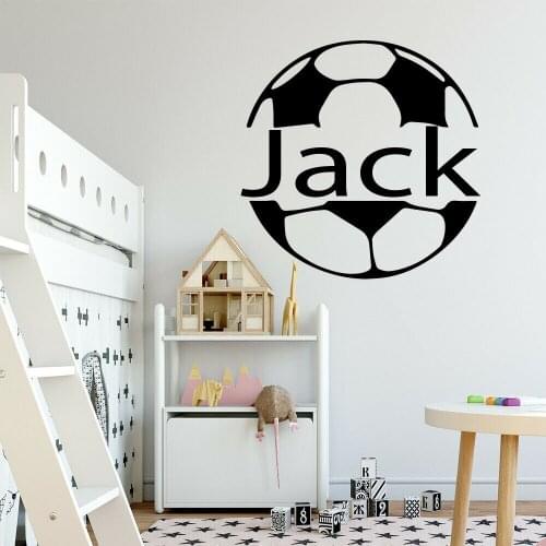 Personized Boys Names Wall Sticker Football Player Name Wall Vinyl Decals Custom Any Name Soccer Sports Adhesive Mural AF031