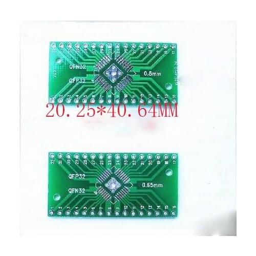 Free shipping 100pcs QFN32 QFP32 transfer board patch SMD to DIP 0.8/0.65mm pitch adapter board