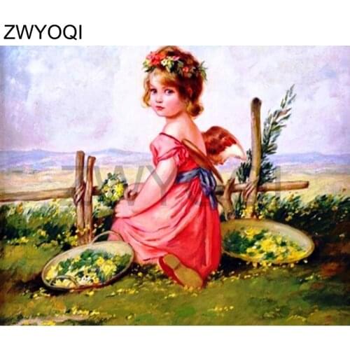 Full Round Diamond embroidery Little girl 5DDIY Diamond painting Cross stitch girl Full Square Diamond mosaic Little girl wreath
