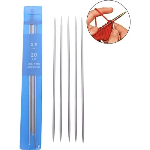 5Pcs/set 20cm Straight Knitting Needles Stainless Steel Crochet Hook DIY Sweater Weave Knitting Tools Size 2-4mm