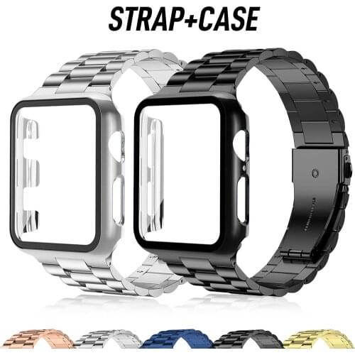 Stainless steel Strap+Case For Apple watch band 44mm/42mm 40mm 38mm iwatch smartwatch bracelet For apple watch series 4 3 5 SE 6