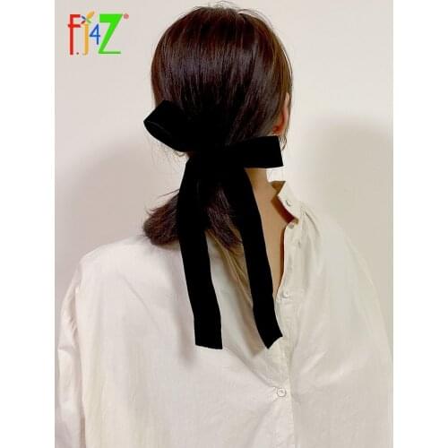 F.J4Z Fashionable Hairbands for Women Trendy Korea Hair Jewelry Plush Bow Tie Hair Ponytail Holder Lady Annicersary Gift