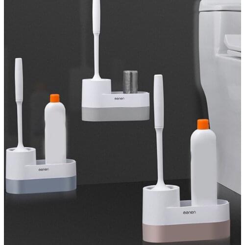 TPR Silicone Head Toilet Brush Quick Draining Clean Tool Wall-Mount Or Floor-Standing Cleaning Brush WC Bathroom Accessories