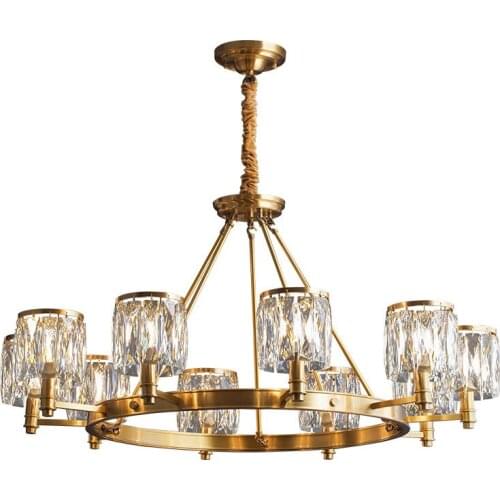 Light luxury modern crystal lamp living room bedroom dining room villa hall all copper chandelier