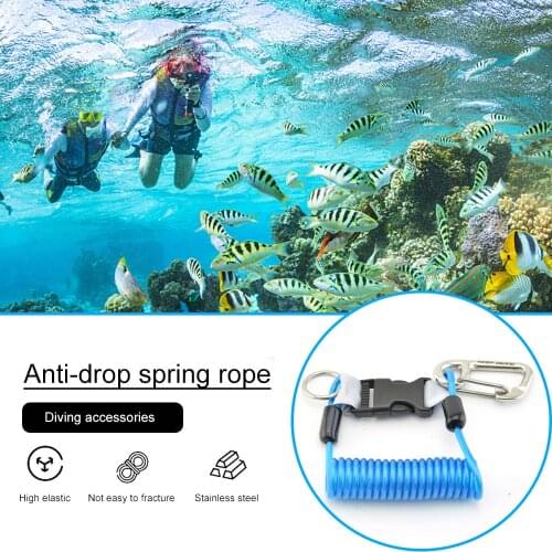 Spring Rope Anti-Lost Lanyard Hook Stainless Steel Telescopic Diving Camera Coil With Quick-release Buckle Diving Accessories