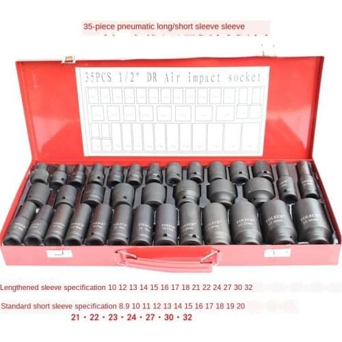 35pcs 1/2 8-32mm Heavy Duty Hexagon Socket Ratchet Wrench Head Sleeve Torque Spanner Auto Repairing Tool Hardware Part