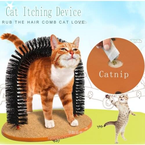 Comfortable Arch Cats Massager Pet Cat Itching Grooming Supplies Round Fleece Base Kitten Toy Scratching Device Brush for Pets