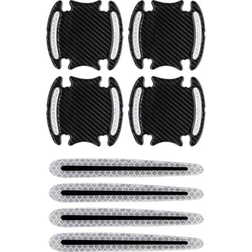 Universal 1 Set Plastic White Anti Scratch Reflective Car Door Handle Bowl Protective Sticker Strip Trims Accessories