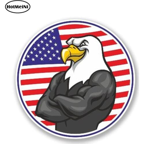 HotMeiNi 13cm x 13cm USA Eagle Flag Vinyl Car Sticker for Laptop Travel Luggage Tag Map Flag Graphic Waterproof Car Styling
