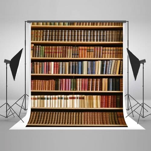 VinylBDS 10x10ft Retro Bookcase Photography Backdrops Books Children Photography Backdrop Library Portrait Photo Backgrounds