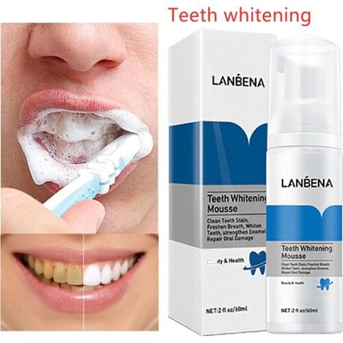 Teeth Whitening Mousse Toothpaste Dental Oral Hygiene Remove Stains Plaque Teeth Cleaning Tooth White Tool 60ML