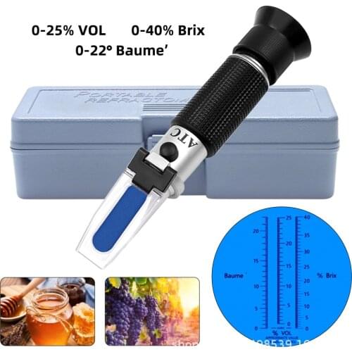 0-40 Saccharimeter 0-25 Wine Meter 0-22 Baume Degree Program Three-in-one Handheld Refractometer