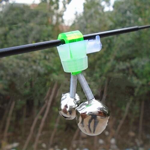 1/5pcs/lot Fishing Bite Alarms Fishing Rod Bell Rod Clamp Tip Clip Bells Ring Green ABS Fishing Accessory Outdoor Metal