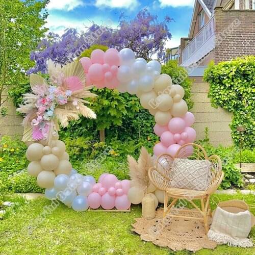 110pcs Pearl White Wedding Birthday Anniversary Party Background Maca Pink Hoilday Balloon Arch Garland Graduation Decoration