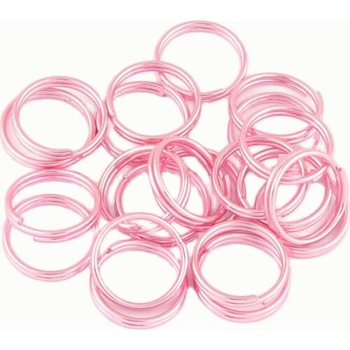 12mm Pink Round Split Key Rings Key Chain Jewelry Charm Clasp Supplies,Small Jump Loop Metal Pendant,Key Fob Hardware 20 Pcs