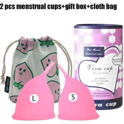 2pcs Medical Grade Silicone Menstrual Cup for Women Vaginal Collector Reusable Menstruation Cup New Design Copa Menstrual cup