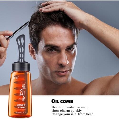 2-in-1 Men Oil Head Styling Gel With Comb Hair Styling Cream Two In One Cream Oil Hair Cream Comb Back Hair Styling