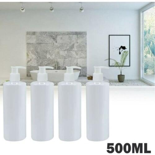 4Pcs Large Empty White Lotion Bottle Shampoo Empty Pump Bottle Body Wash Soap Dispenser Refillable Container 500ml "