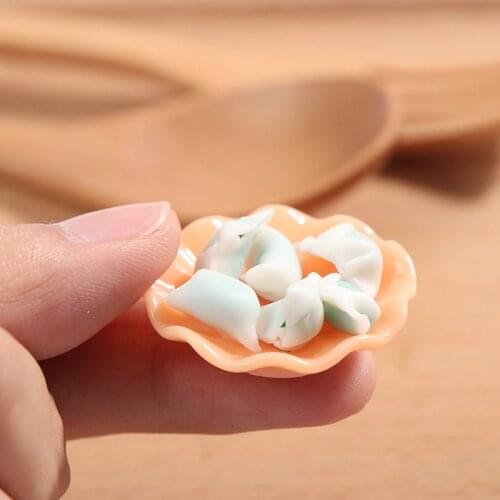 6pcs/lot Miniature Dollhouse 1/12 Chinese Cuisine Dumplings Food With A Plate