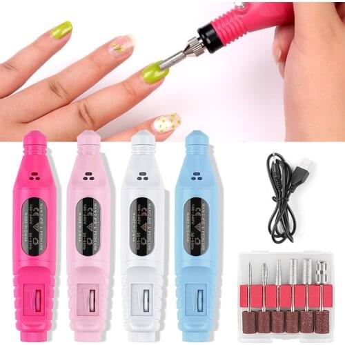1 Set Electric Nail Polisher Professional Nail Drill Machine Usb Pedicure Nail File Nail Polishing Equipment Nail Art Machine