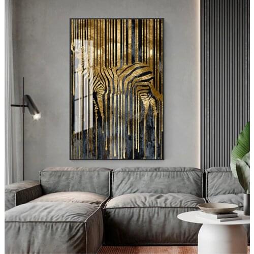 Room Bedroom Decorative Painting Unframed Abstract Art Golden Zebra Nordic Modern Style s Canvas Pictures For Living
