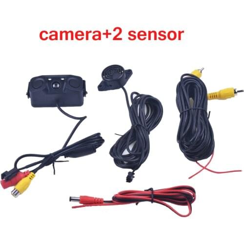 3 IN 1 Video Parking Sensor Car Reverse Backup Rear View Camera with 2 Radar Detector Sensors BiBi Alarm Indicator Anti