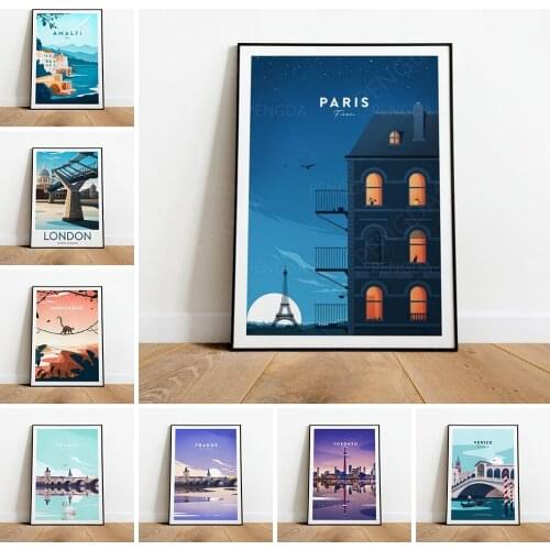 Home Decor Prints Painting Purple Cartoon View Ship Sea Pictures Cool Wall Art Modular Modern Canvas Poster Bedside Background