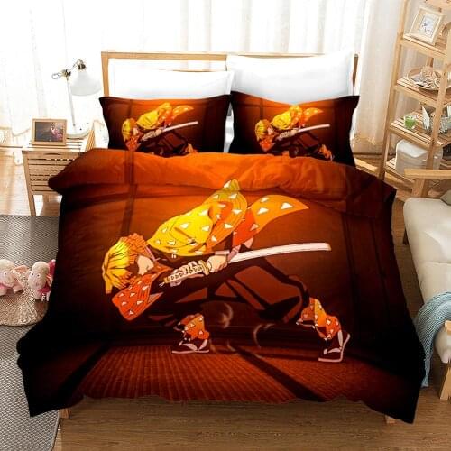 Bedding Cover Set Quilt Duvet Cover Pillowcases Bed Linens Set 2-3PCS Kisatsutai Cartoon Anime Theme Twin Full Queen King Size