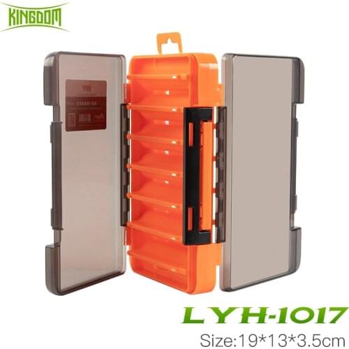 Kingdom Double Sided Fishing Tackle Box 14 Compartment Bait Lure Hook Storage Box High Strength Fishing Accessories Storage Case